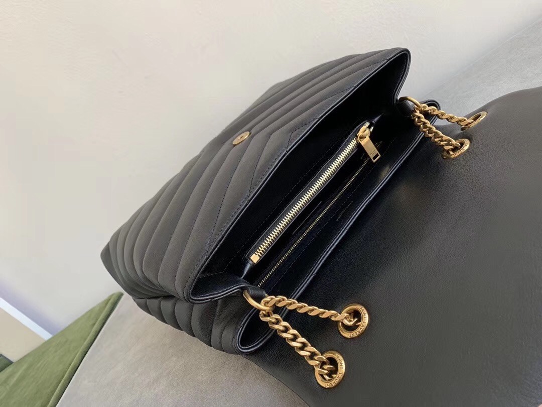 Saint Laurent Loulou Medium Bag In Black Matelasse Leather 330