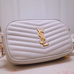 Saint Laurent Lou Mini Bag In White Grained Leather 603