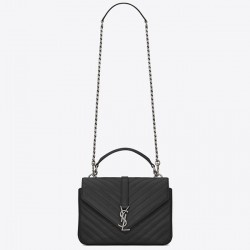 Saint Laurent College Medium Bag In Black Matelasse Leather 046