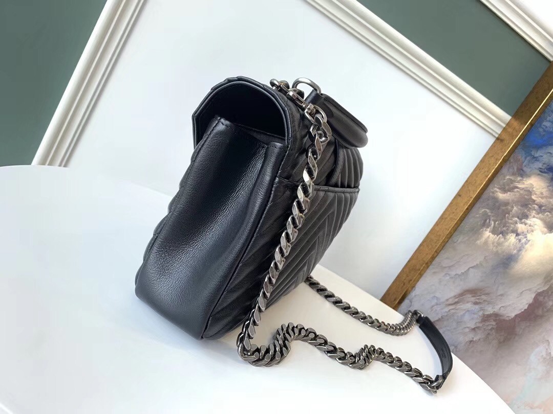 Saint Laurent College Medium Bag In Black Matelasse Leather 046