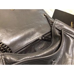 Saint Laurent Medium Niki Bag In Storm Gray Crinkled Leather 107