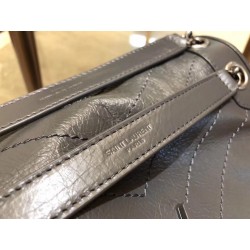 Saint Laurent Medium Niki Bag In Storm Gray Crinkled Leather 107