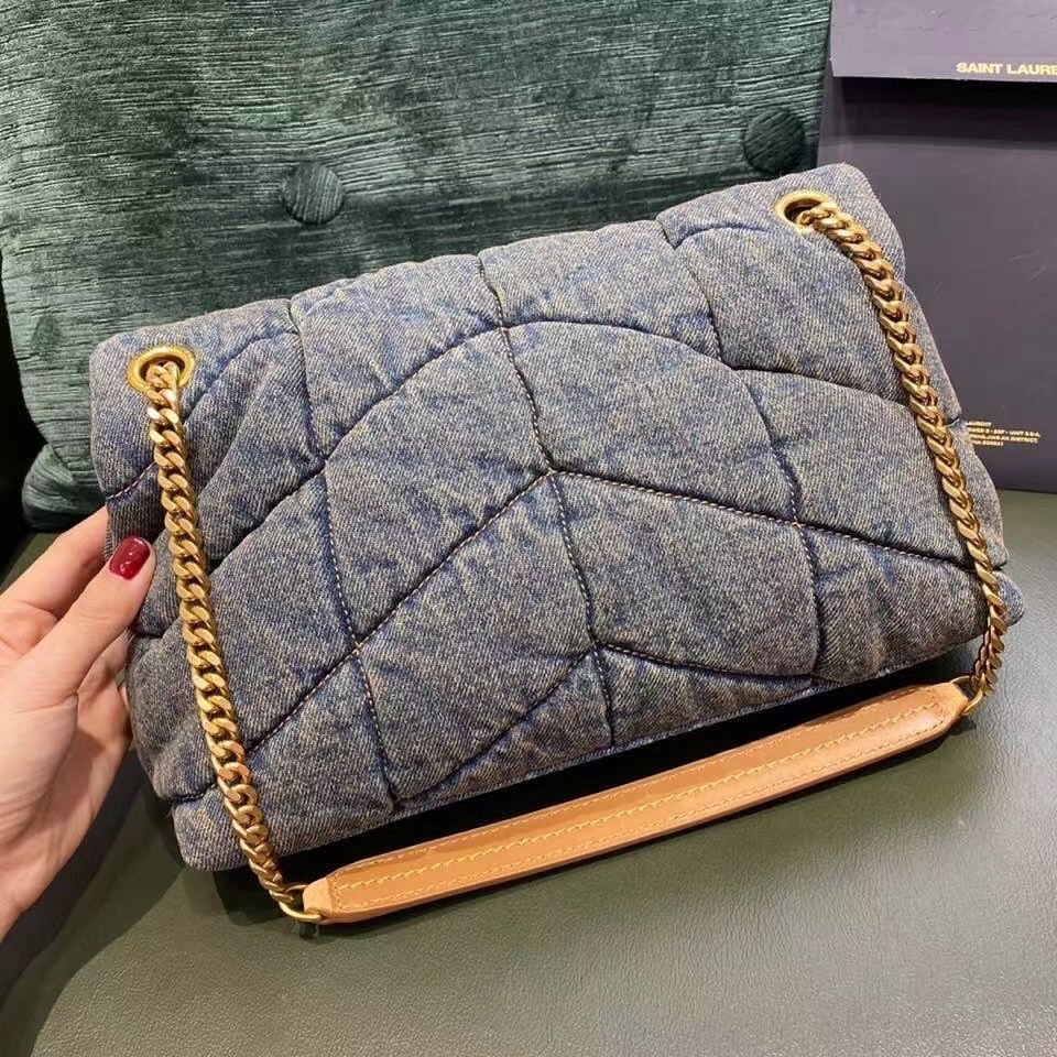 Saint Laurent Loulou Small Bag In Quilted Vintage Denim 807