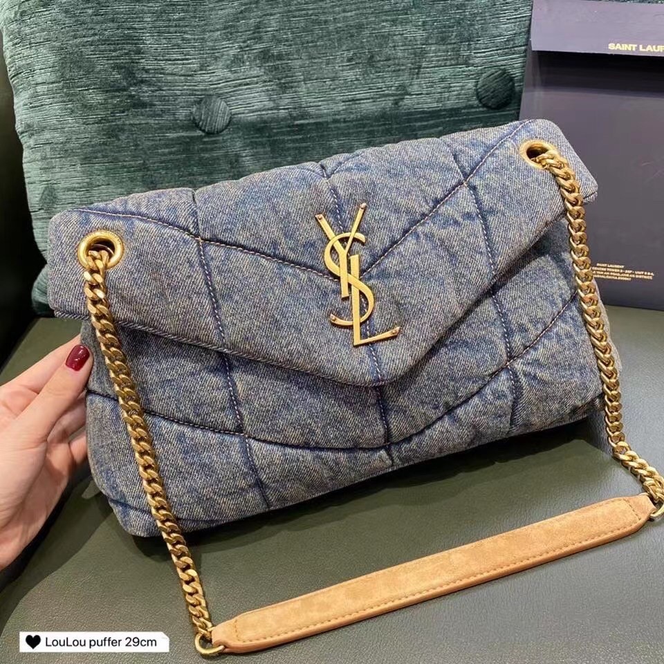 Saint Laurent Loulou Small Bag In Quilted Vintage Denim 807