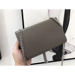 Saint Laurent Small Kate Tassel Bag In Grey Grained Leather 921