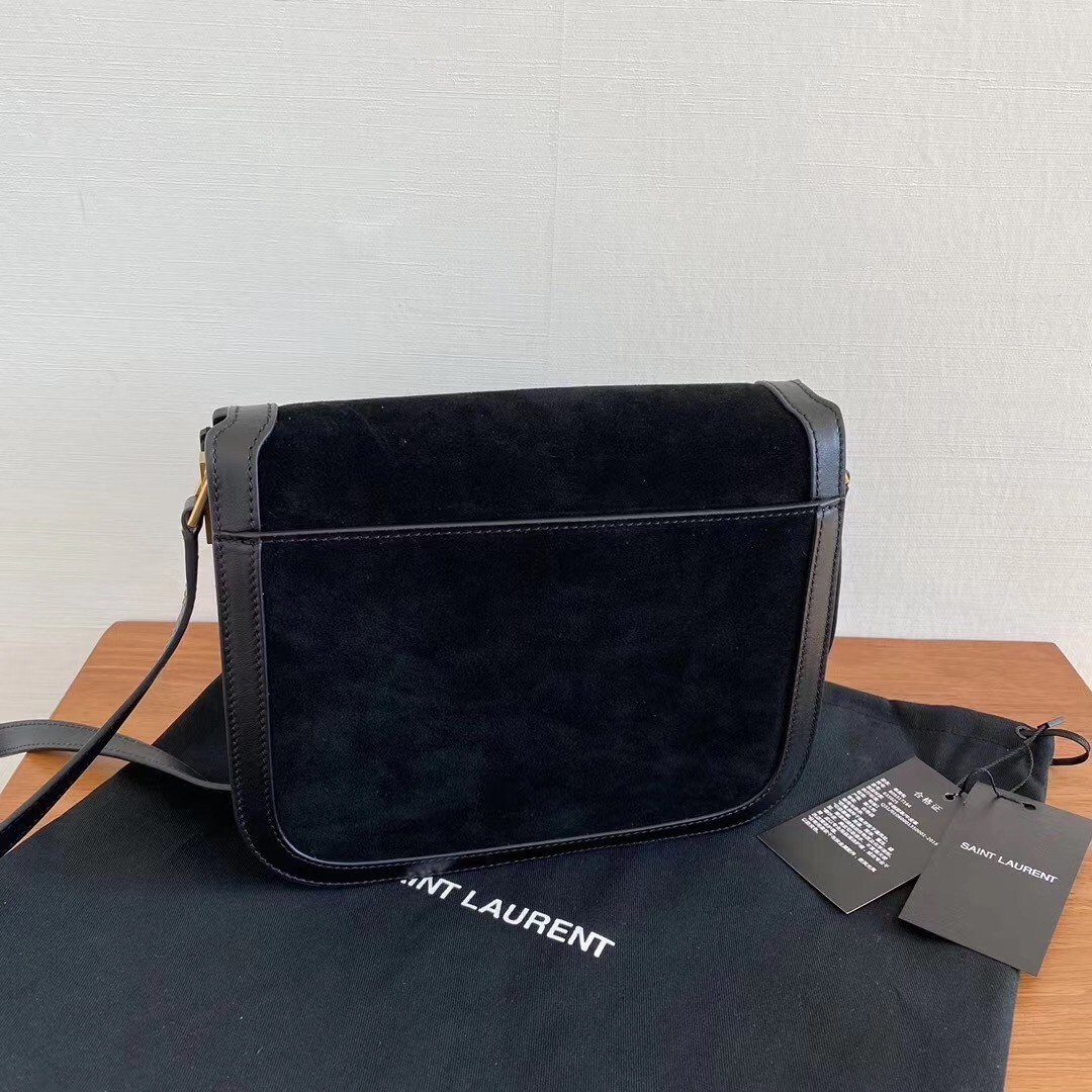 Saint Laurent Solferino Medium Soft Bag In Black Suede 964