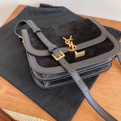 Saint Laurent Solferino Medium Soft Bag In Black Suede 964