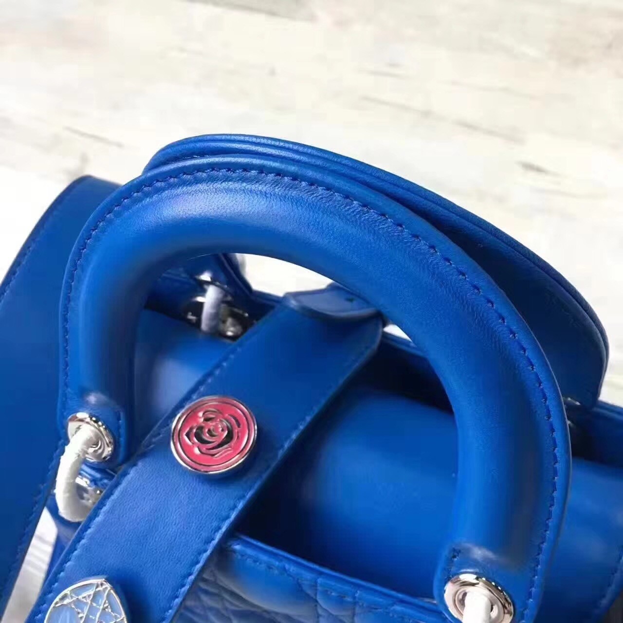 Dior My Lady Dior Bag In Blue Lambskin 130