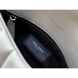 Saint Laurent Loulou Puffer Small Bag In White Lambskin 198