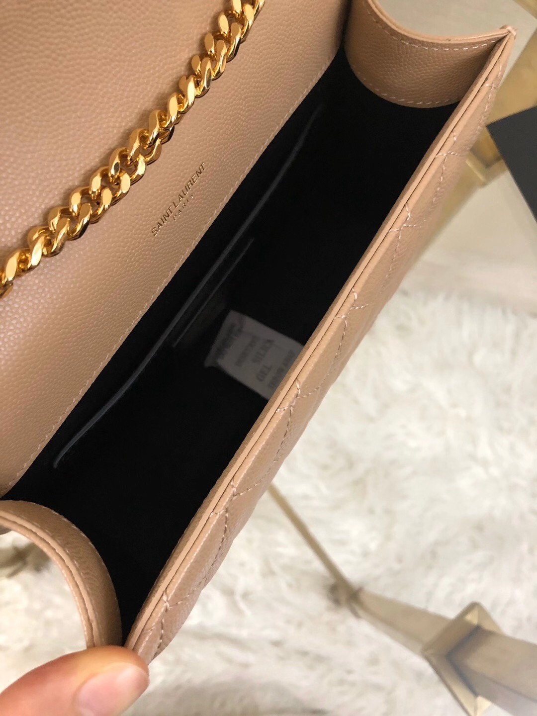 Saint Laurent Small Envelope Bag In Beige Grained Leather 242