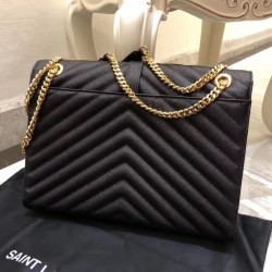 Saint Laurent Envelope Large Bag In Black Quilted Leather 143