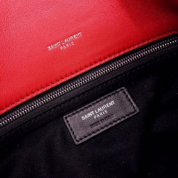 Saint Laurent Loulou Puffer Medium Bag In Red Lambskin 245