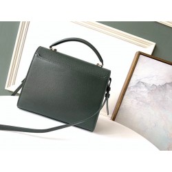 Saint Laurent Cassandra Medium Bag In Dark Green Grained Leather 090