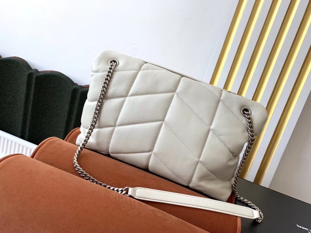 Saint Laurent Loulou Puffer Medium Bag In White Lambskin 151