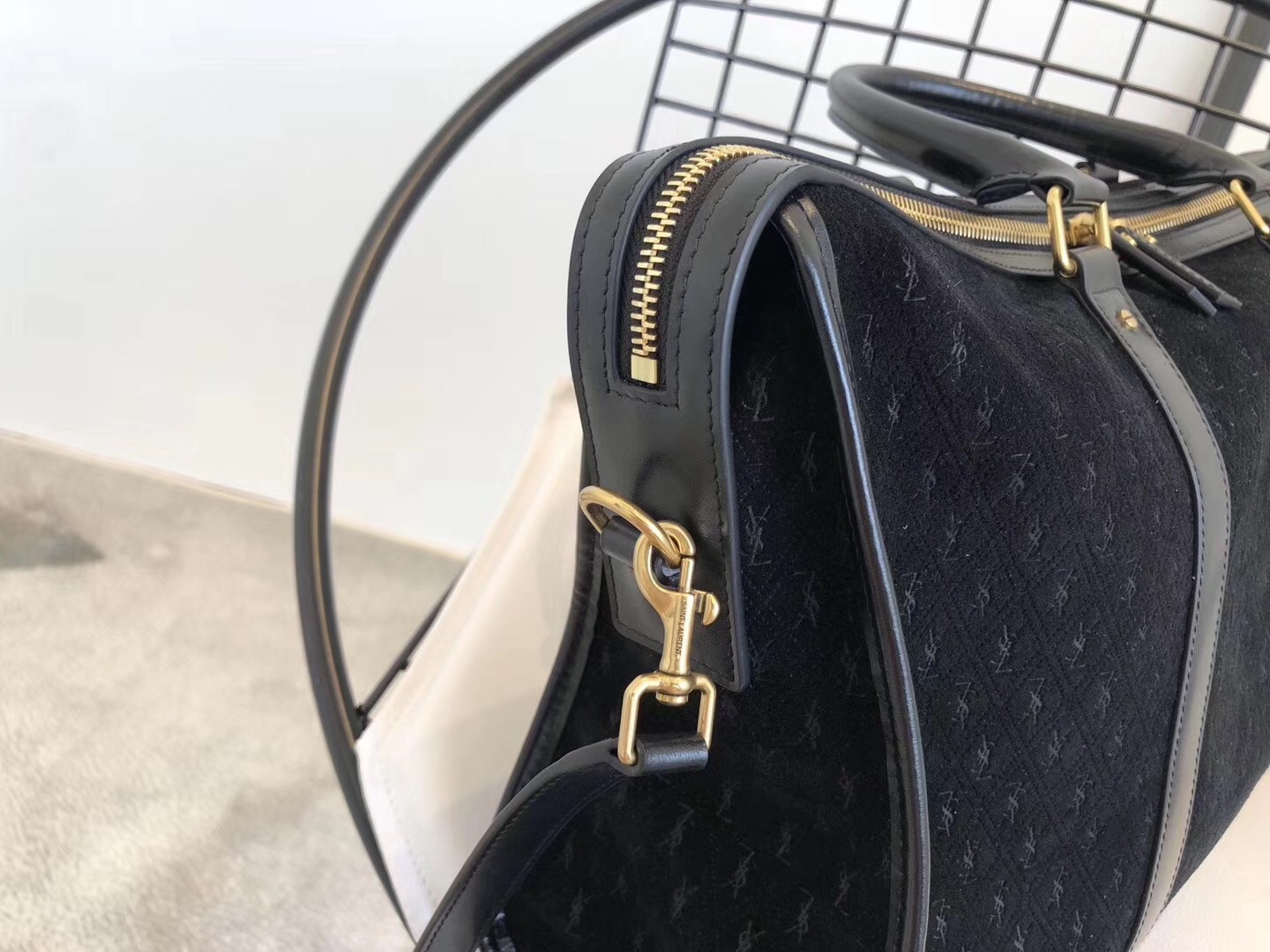 Saint Laurent Monogram All Over Medium Duffle Bag In Suede  359