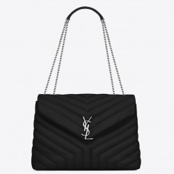 Saint Laurent Loulou Medium Bag In Noir Matelasse Leather 423