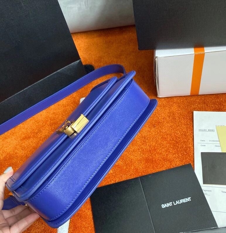 Saint Laurent Solferino Medium Bag In Blue Box Calfskin 991