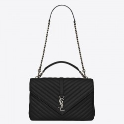 Saint Laurent College Large Bag In Black Matelasse Leather 519