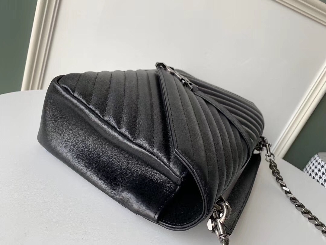 Saint Laurent College Large Bag In Black Matelasse Leather 519