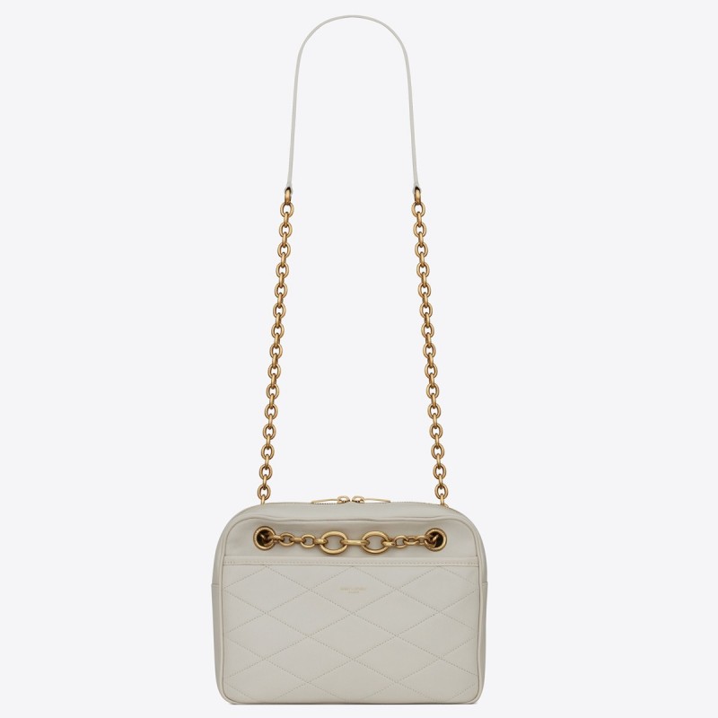 Saint Laurent Le Maillon Small Chain Bag In White Lambskin 025