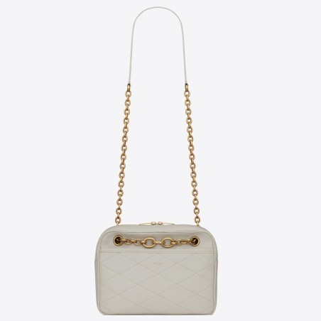 Saint Laurent Le Maillon Small Chain Bag In White Lambskin 025