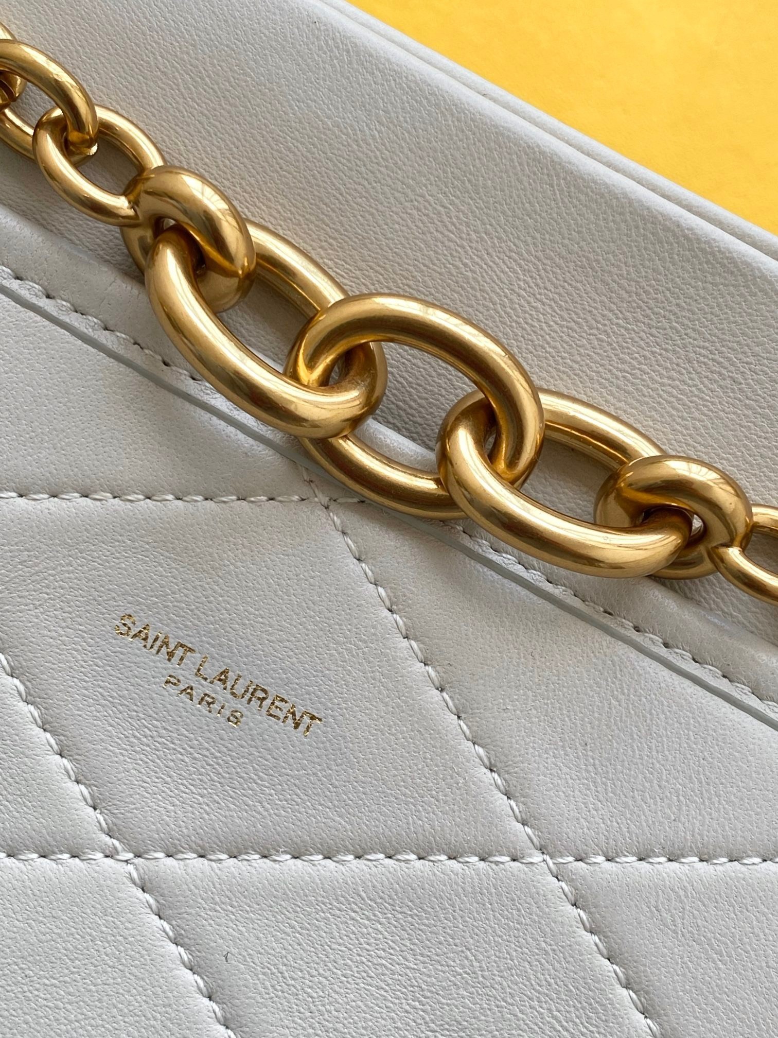 Saint Laurent Le Maillon Small Chain Bag In White Lambskin 025