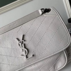 Saint Laurent Medium Niki Bag In White Crinkled Leather 046