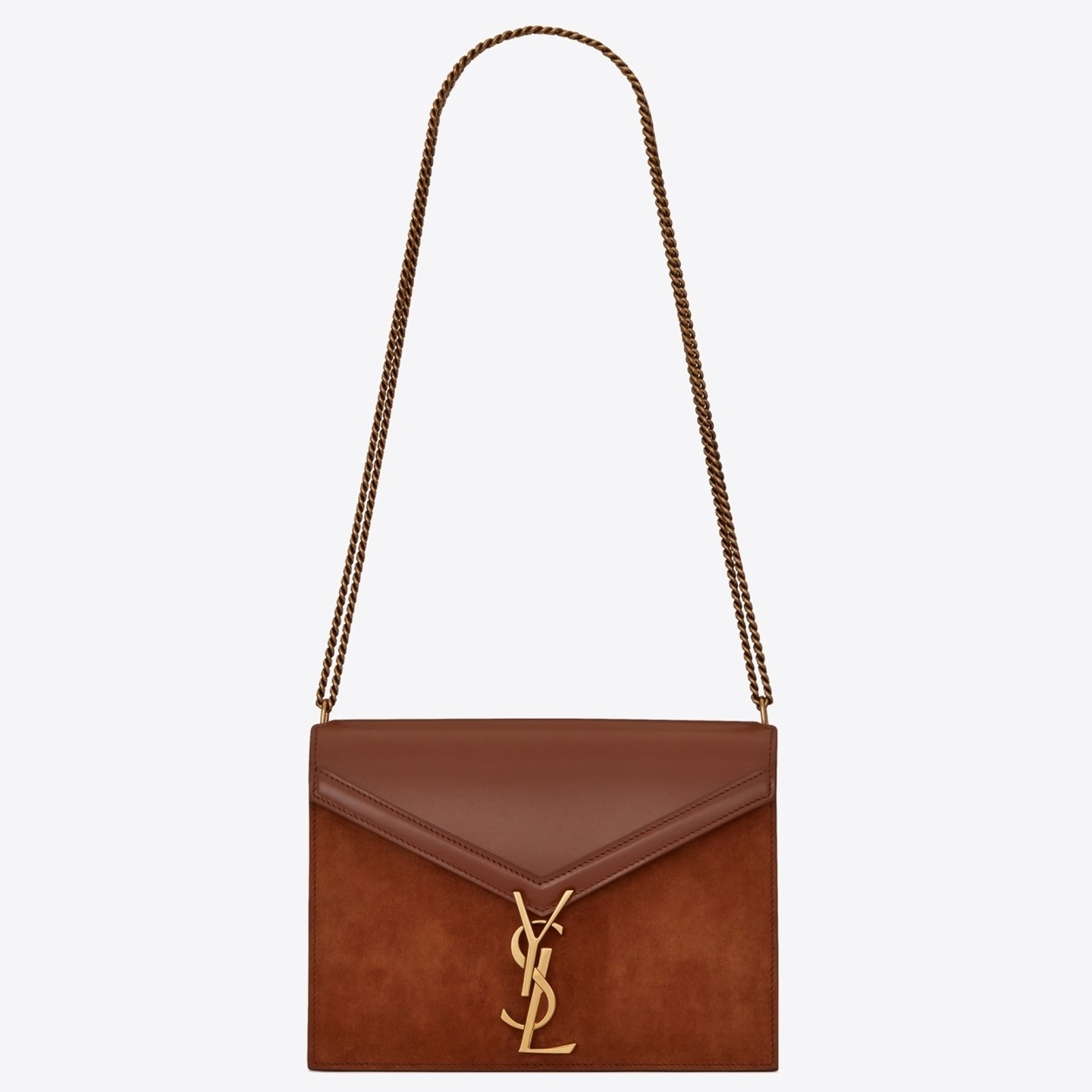 Saint Laurent Cassandra Clasp Bag In Brown Suede 098