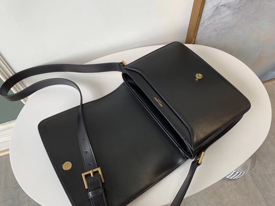 Saint Laurent LE 61 Medium Saddle Bag In Black Leather 127