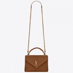 Saint Laurent College Medium Bag In Brown Matelasse Leather 584