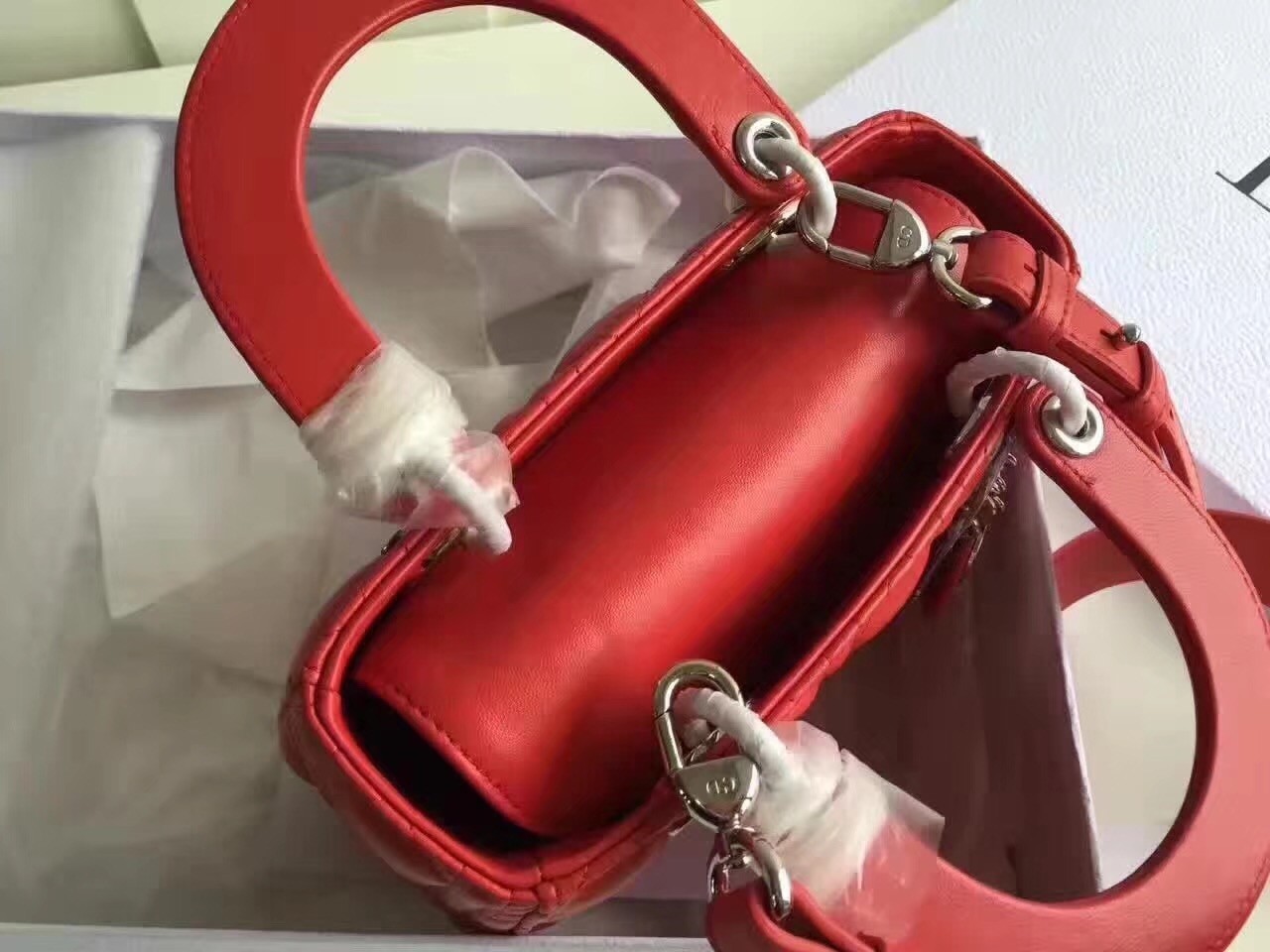 Dior My Lady Dior Bag In Red Lambskin 786