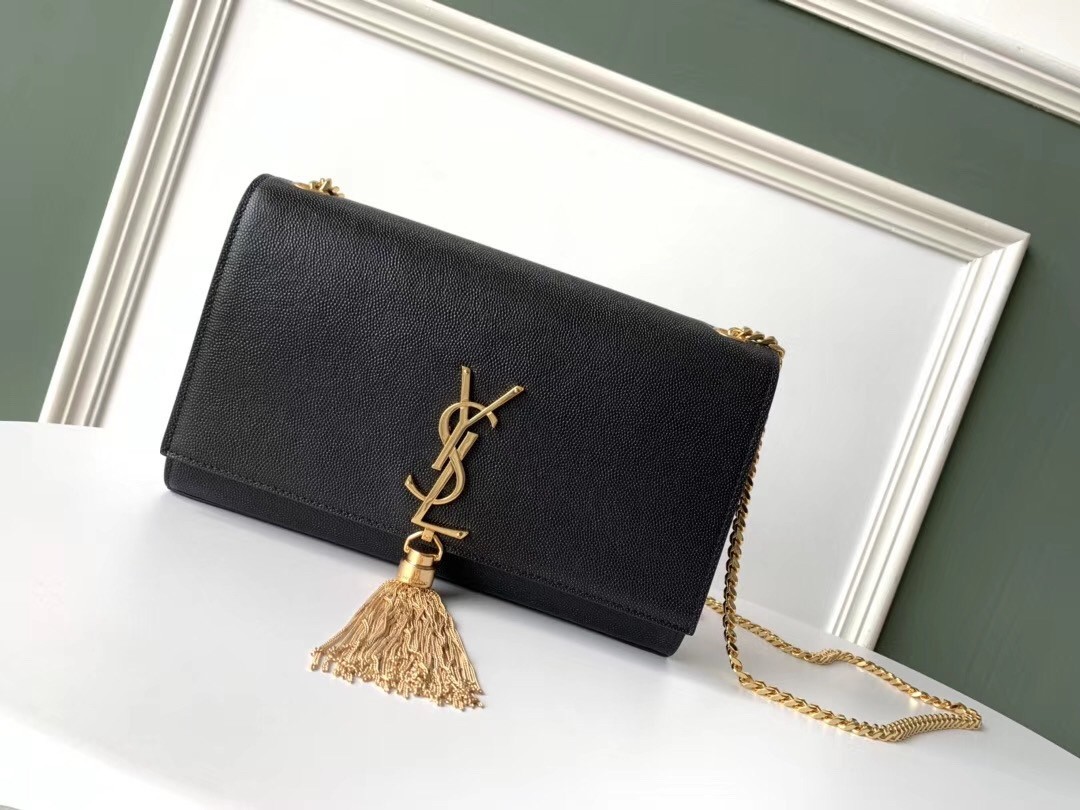 Saint Laurent Medium Kate Bag With Tassel In Black Smooth Leather 233