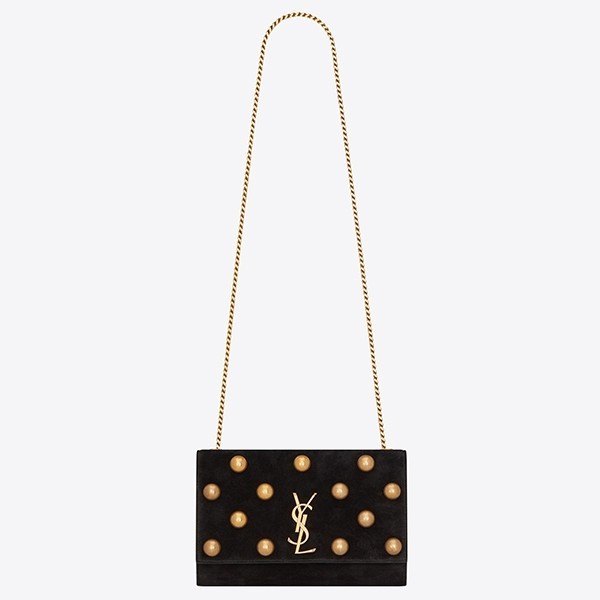 Saint Laurent Medium Kate Bag In Black Suede And Studs 248