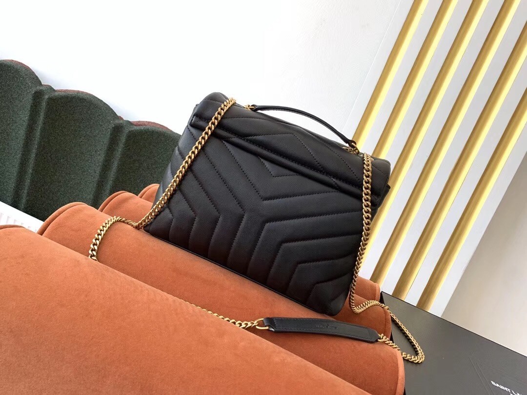 Saint Laurent Loulou Small Bag In Black Matelasse Leather 258