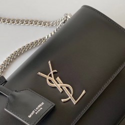 Saint Laurent Sunset Medium Bag In Noir Calfskin 412