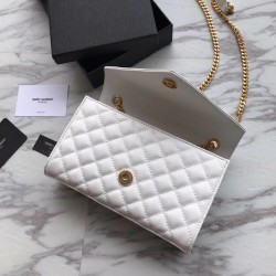 Saint Laurent Small Envelope Bag In White Grained Leather 431