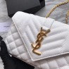 Saint Laurent Small Envelope Bag In White Grained Leather 431