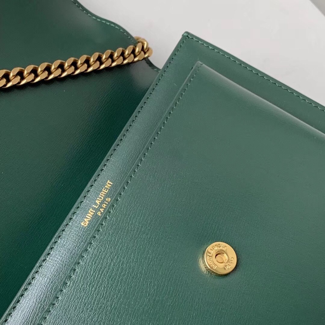 Saint Laurent Sunset Medium Bag In Green Calfskin 469