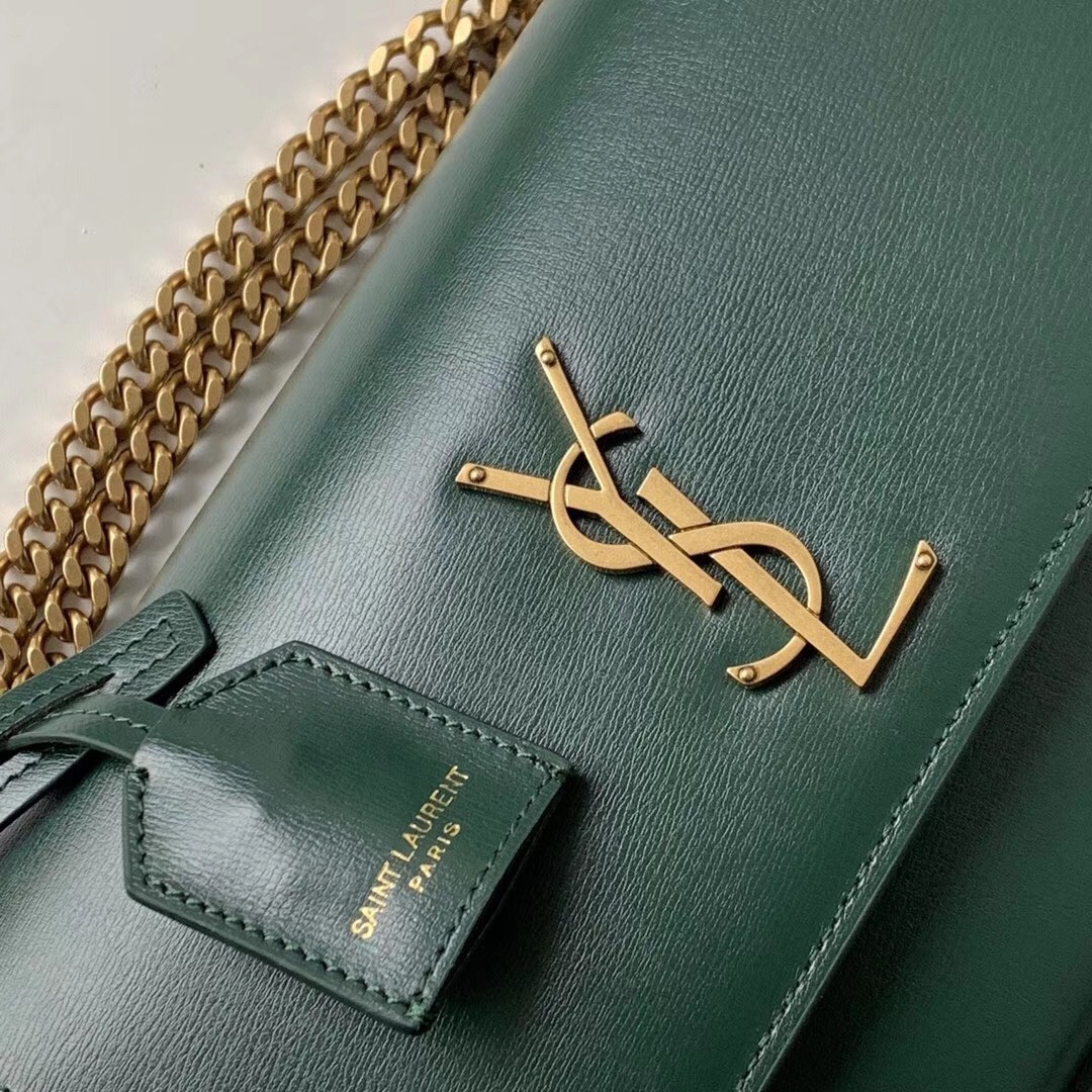 Saint Laurent Sunset Medium Bag In Green Calfskin 469