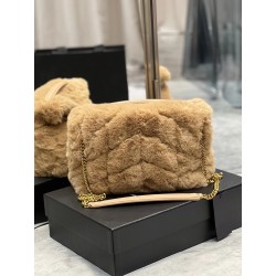 Saint Laurent Loulou Small Bag In Beige Shearling 515