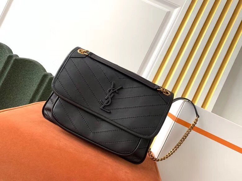 Saint Laurent Medium Niki Bag In Black Lambskin 576