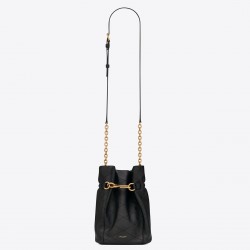 Saint Laurent Le Maillon Hook Bucket Bag In Black Lambskin 611