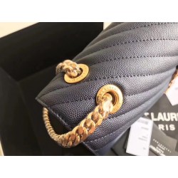 Saint Laurent Envelope Large Bag In Blue Quilted Leather 639