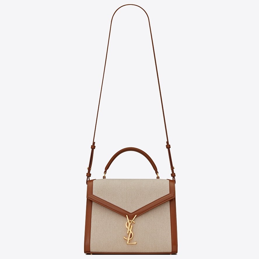 Saint Laurent Cassandra Medium Bag In Beige Canvas 032