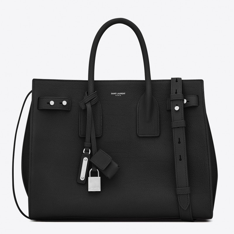 Saint Laurent Small Sac de Jour Souple Bag In Black Grained Leather 703