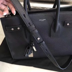 Saint Laurent Small Sac de Jour Souple Bag In Black Grained Leather 703