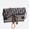 Dior Saddle Pochette In Blue Oblique Canvas 148