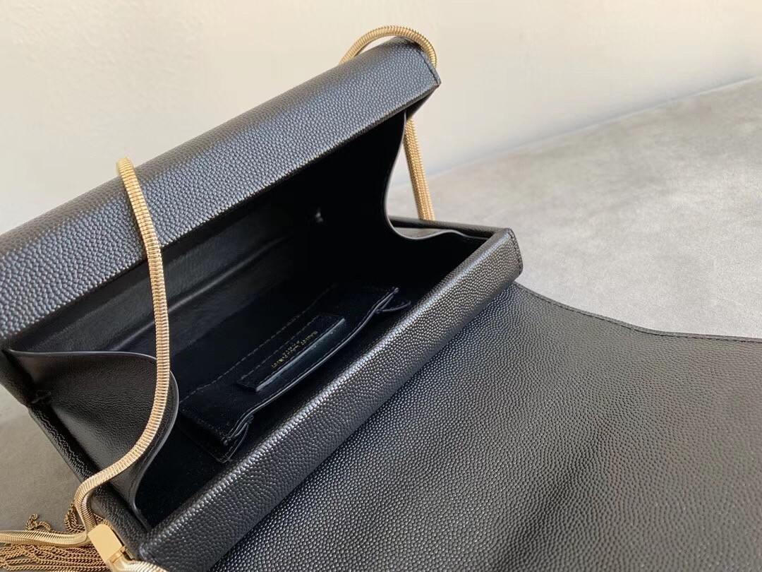 Saint Laurent Kate Box Bag In Black Grained Leather 749