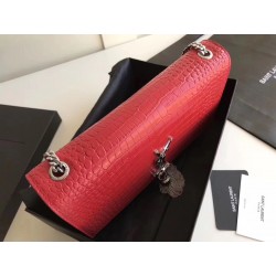 Saint Laurent Medium Kate Bag With Tassel In Red Croc-Embossed Leather 763