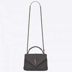 Saint Laurent College Medium Bag In Grey Matelasse Leather 783